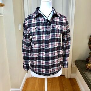 Gryphon NY Shirt Plaid Wool Black Chain Hem (S)